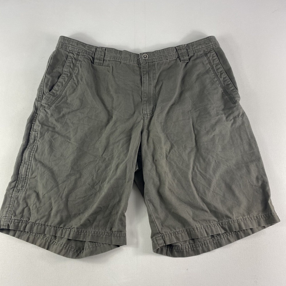 Columbia Cargo Shorts Mens 34 Fishing Beige Cotton Safari Omni Shield 10" Inseam